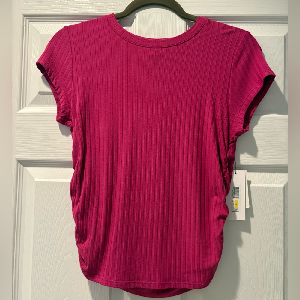 BNWT  DKNY Jeans Ruched Rib Pink Top